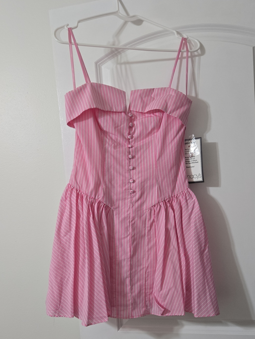 Macy's Pink Striped Spaghetti Strap Dress 3/4